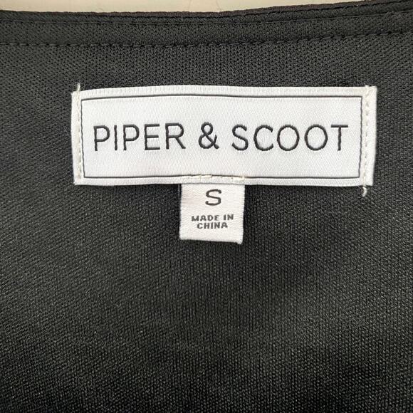 PIPER & SCOOT | Black White Striped Colorblock Midi Dress Modest Boho | Small - Picture 5 of 7